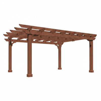 10' X 12' Patio Pergola, Cedar Wood Pergolas with Solid Structure, Pergola Kits, Outdoor Pergolas and Gazebos with Slatted Trellis Roof for Deck Backyard Grill Party Garden