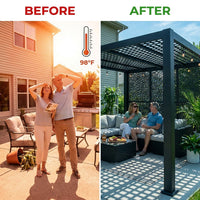 8 Ft. X 8 Ft. Matte Black Aluminum Pergola — Before & After