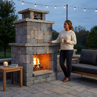 Bluestone Compact Outdoor Fireplace — Lifestyle