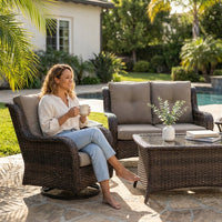 8 Pieces Patio Furniture Sets with Swivel Rocking Chairs,High-Back Rattan Patio Outdoor Conversation Set with 2-Seat Sofa & Coffee Table for Porch Deck Backyard Poolside — Lifestyle