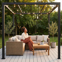 8 Ft. X 8 Ft. Matte Black Aluminum Pergola — Lifestyle