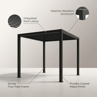 8 Ft. X 8 Ft. Matte Black Aluminum Pergola — infographic