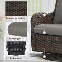 8 Pieces Patio Furniture Sets with Swivel Rocking Chairs,High-Back Rattan Patio Outdoor Conversation Set with 2-Seat Sofa & Coffee Table for Porch Deck Backyard Poolside