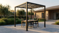 8 Ft. X 8 Ft. Matte Black Aluminum Pergola — Lifestyle