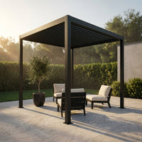 8 Ft. X 8 Ft. Matte Black Aluminum Pergola — Studio Shot
