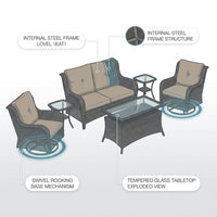 8 Pieces Patio Furniture Sets with Swivel Rocking Chairs,High-Back Rattan Patio Outdoor Conversation Set with 2-Seat Sofa & Coffee Table for Porch Deck Backyard Poolside — How It Works