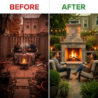 Bluestone Compact Outdoor Fireplace — Before & After