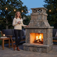 Outdoor Fireplace Built for Smaller Patios, Firebrick Core, Complete Assembly Kit, 6 Foot Height — Lifestyle