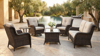 8 Pieces Patio Furniture Sets with Swivel Rocking Chairs,High-Back Rattan Patio Outdoor Conversation Set with 2-Seat Sofa & Coffee Table for Porch Deck Backyard Poolside — Lifestyle