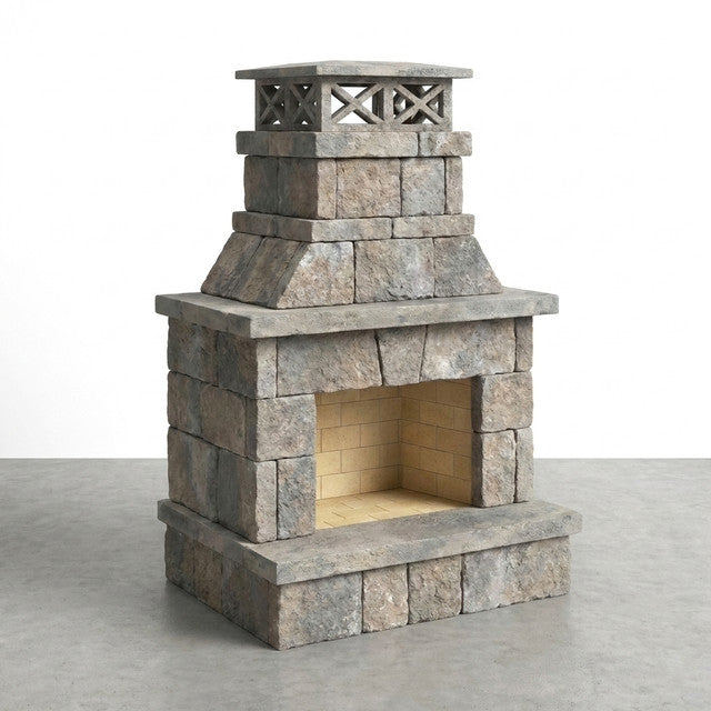 Outdoor Fireplace Built for Smaller Patios, Firebrick Core, Complete Assembly Kit, 6 Foot Height — Studio Shot