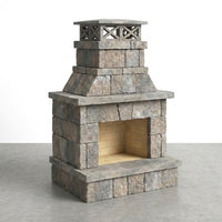 Outdoor Fireplace Built for Smaller Patios, Firebrick Core, Complete Assembly Kit, 6 Foot Height — Studio Shot