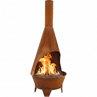 Chiminea Outdoor Fireplace Built for Backyard Gatherings, 75" Height, Steel Construction, Grill Grate