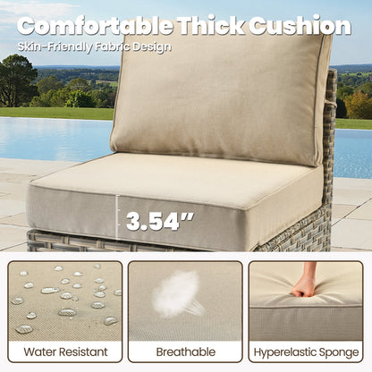 9 Pieces Patio Furniture Set outside Furniture Wicker Patio Conversation Set with Swivel Chairs, Outdoor Furniture for Garden, Beige